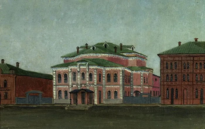 Framed Print : View of the Korolev Theater, Tomsk, 1885. Creator: Pavel Mikhailovich Kosharov Framed Print : View of the Korolev Theater, Tomsk, 1885. Creator: Pavel Mikhailovich Kosharov
