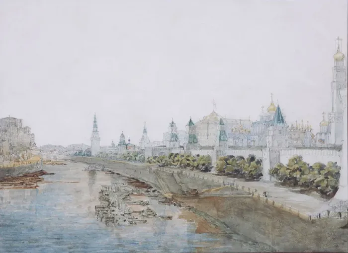 Framed Print : View of the Kremlin from the Moskvoretsky Bridge, 1851 Framed Print : View of the Kremlin from the Moskvoretsky Bridge, 1851