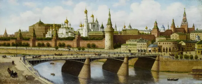 Framed Print : View of the Kremlin from the Moskvoretsky Bridge. Artist: Vereshchagin, Pyotr Petrovich Framed Print : View of the Kremlin from the Moskvoretsky Bridge. Artist: Vereshchagin, Pyotr Petrovich