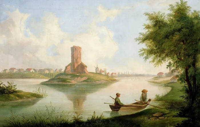 Framed Print : View from Kruszwica, 1847. Creator: Wladyslaw Guminski Framed Print : View from Kruszwica, 1847. Creator: Wladyslaw Guminski