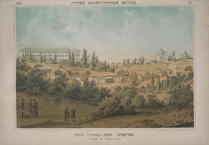 Framed Print : View of Kyiv. The Khreshchatyk, 1860. Creator: Timm, Wassili (George Wilhelm) (1820-1895) Framed Print : View of Kyiv. The Khreshchatyk, 1860. Creator: Timm, Wassili (George Wilhelm) (1820-1895)