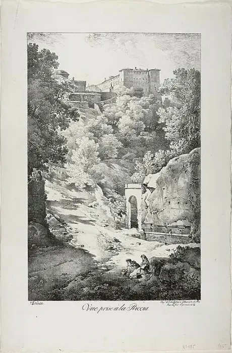 Framed Print : View from La Riccia, 1817. Creator: Claude Thiénon Framed Print : View from La Riccia, 1817. Creator: Claude Thiénon