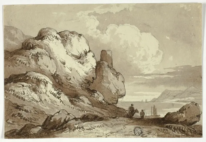 Framed Print : View of Lake with Cliffs in Foreground, n.d. Creator: James Robertson Framed Print : View of Lake with Cliffs in Foreground, n.d. Creator: James Robertson