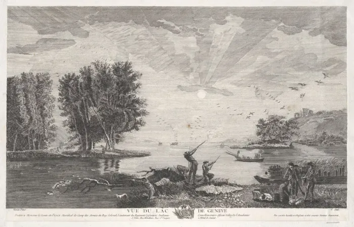 Framed Print : View of Lake Geneva, ca. 1750-1800. Creator: Giavaranni Framed Print : View of Lake Geneva, ca. 1750-1800. Creator: Giavaranni