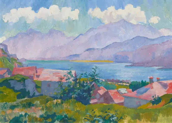 Framed Print : View of Lake Sils from Capolago, 1927. Creator: Giacometti, Giovanni (1868-1933) Framed Print : View of Lake Sils from Capolago, 1927. Creator: Giacometti, Giovanni (1868-1933)