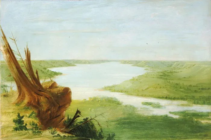 Framed Print : View on Lake St. Croix, Upper Mississippi, 1835-1836. Creator: George Catlin Framed Print : View on Lake St. Croix, Upper Mississippi, 1835-1836. Creator: George Catlin