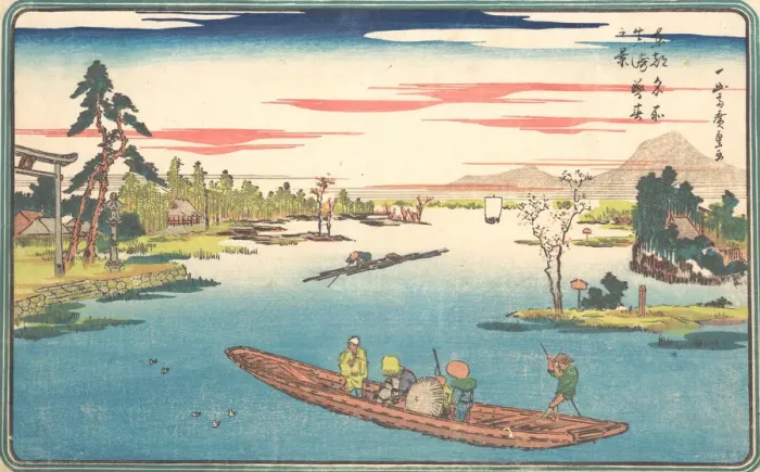 Framed Print : A View of Late Spring at Masaki, 1831. 1831. Creator: Ando Hiroshige Framed Print : A View of Late Spring at Masaki, 1831. 1831. Creator: Ando Hiroshige