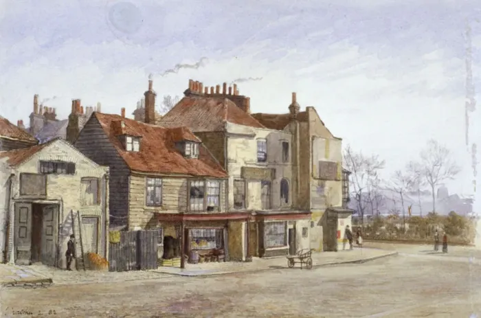 Framed Print : View of Lawrence Street, Chelsea, London, 1882. Artist: John Crowther Framed Print : View of Lawrence Street, Chelsea, London, 1882. Artist: John Crowther
