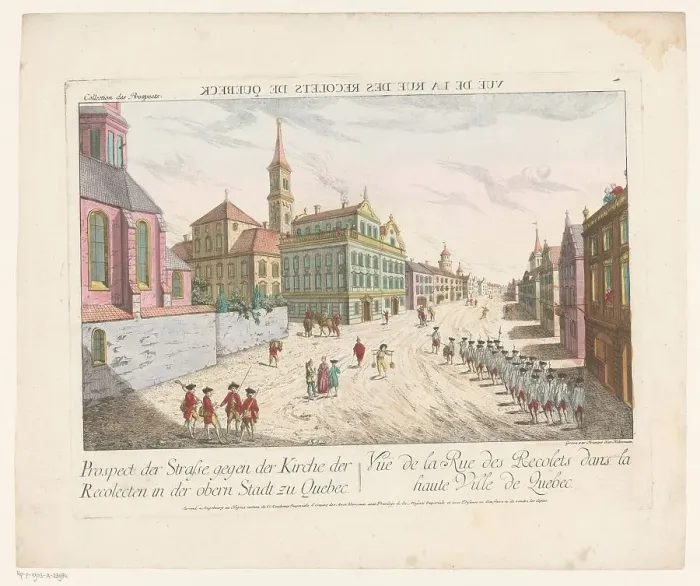Framed Print : View of Les Recollets in Quebec, 1755-1779. Creator: Franz Xavier Habermann Framed Print : View of Les Recollets in Quebec, 1755-1779. Creator: Franz Xavier Habermann