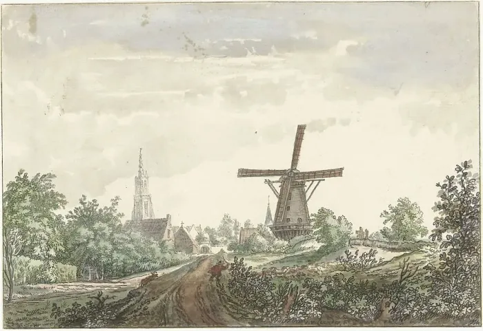 Framed Print : View of the Leusden road to Amersfoort, 1706-1759. Creator: Jacob van Liender Framed Print : View of the Leusden road to Amersfoort, 1706-1759. Creator: Jacob van Liender