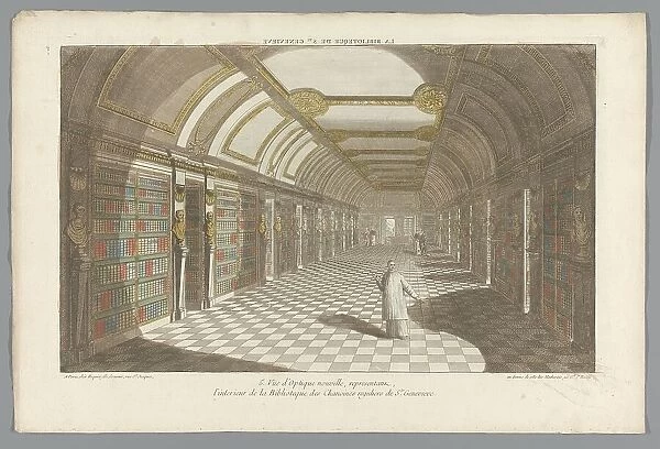 View of the library of the Sainte-Geneviève abbey in Paris, 1735-1805. Creator: Unknown