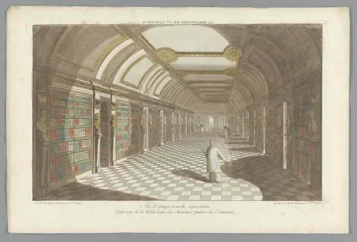 Framed Print : View of the library of the Sainte-Geneviève abbey in Paris, 1735-1805. Creator: Unknown Framed Print : View of the library of the Sainte-Geneviève abbey in Paris, 1735-1805. Creator: Unknown