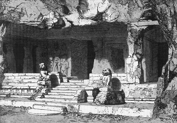 View of the Lions Cave, Elephanta, c1891. Creator: James Grant