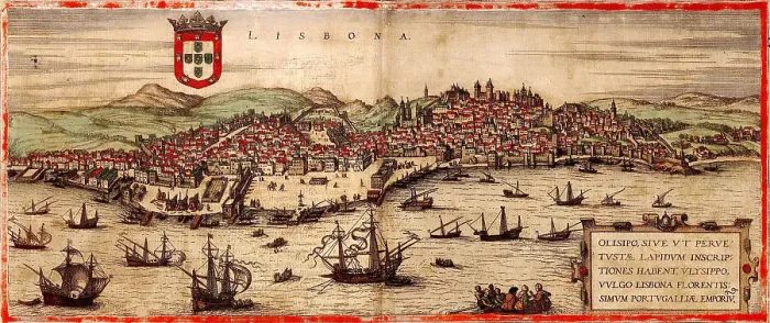 Framed Print : View of Lisbon and Tagus River (From: Civitates Orbis Terrarum), 1572. Artist: Hogenberg, Frans (1535-1590) Framed Print : View of Lisbon and Tagus River (From: Civitates Orbis Terrarum), 1572. Artist: Hogenberg, Frans (1535-1590)