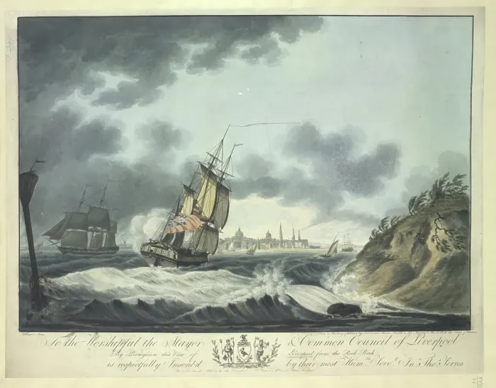 Framed Print : View of Liverpool from the Rock Perch, 1797. Creator: John Thomas Serres Framed Print : View of Liverpool from the Rock Perch, 1797. Creator: John Thomas Serres