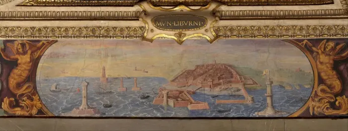 Framed Print : View of Livorno, 1557-1558. Artist: Vasari, Giorgio (1511-1574)