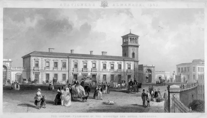 Framed Print : View of the London Bridge Station, Bermondsey, London, 1845. Artist Framed Print : View of the London Bridge Station, Bermondsey, London, 1845. Artist