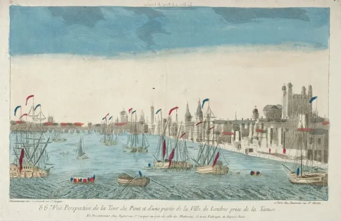 Framed Print : View of London Bridge and Tower, 18th Century. Creator: Unknown Framed Print : View of London Bridge and Tower, 18th Century. Creator: Unknown