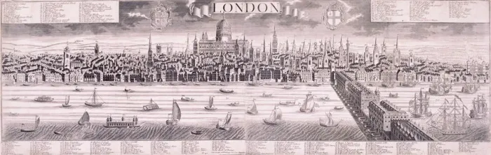 Framed Print : View of London, c1710 Framed Print : View of London, c1710