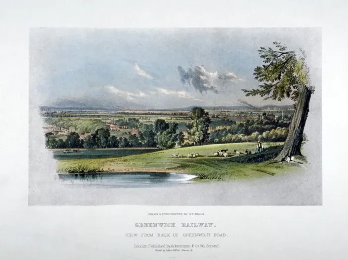 Framed Print : View of the London and Greenwich Railway from the back of Greenwich Road, 1836. Artist Framed Print : View of the London and Greenwich Railway from the back of Greenwich Road, 1836. Artist
