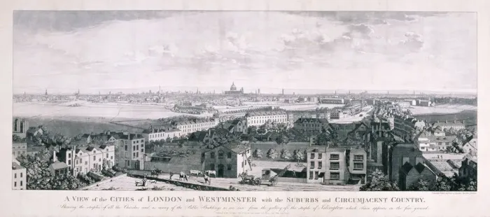 Framed Print : View of London from Islington, 1789. Artist: Johannes Swertner Framed Print : View of London from Islington, 1789. Artist: Johannes Swertner