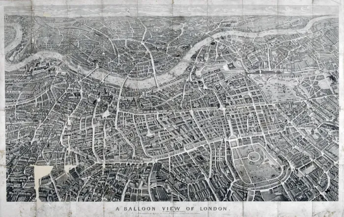Framed Print : View of London from the north as seen from a balloon, 1851 Framed Print : View of London from the north as seen from a balloon, 1851