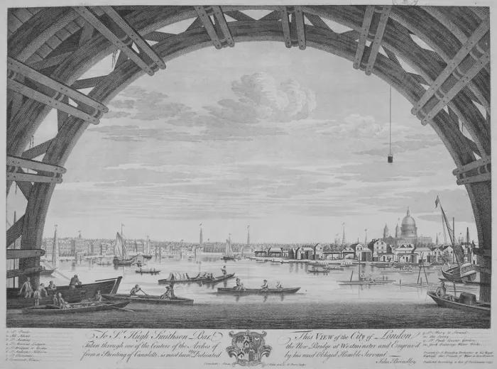 Framed Print : View of London and the River Thames from under Westmister Bridge, 1747 Framed Print : View of London and the River Thames from under Westmister Bridge, 1747