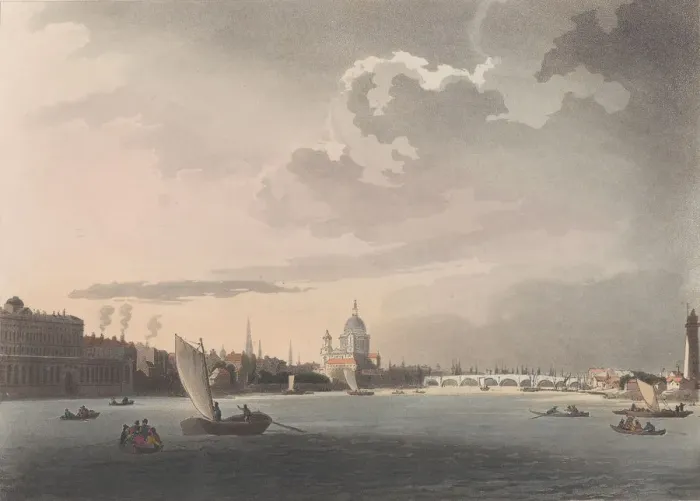 Framed Print : A View of London from the Thames, November 1, 1809. November 1, 1809 Framed Print : A View of London from the Thames, November 1, 1809. November 1, 1809