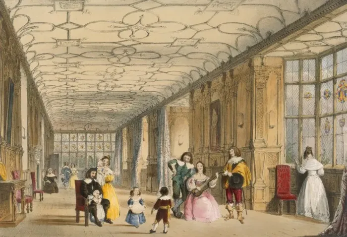 Framed Print : View of Long Hall at Haddon, Derbyshire, c1600. Creator: Joseph Nash (1809-78) Framed Print : View of Long Hall at Haddon, Derbyshire, c1600. Creator: Joseph Nash (1809-78)