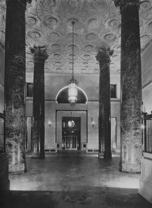 Framed Print : View looking towards the entrance - Banking Room, New York Trust Company, New York, 1922 Framed Print : View looking towards the entrance - Banking Room, New York Trust Company, New York, 1922