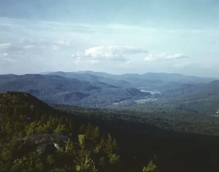 Framed Print : A view looking northeast from the fire tower manned... Pine Mountain, Gorham vicinity, N.H. 1943. Creator: John Collier