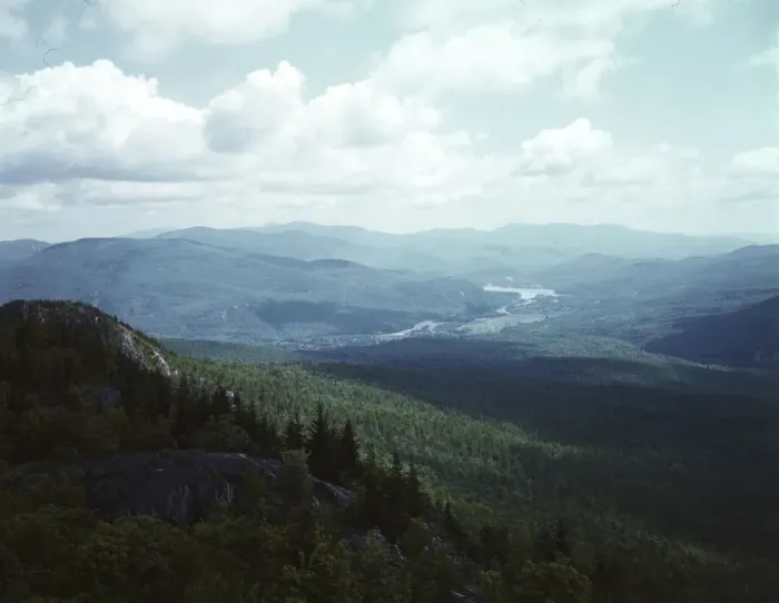 Framed Print : A view looking northeast from the fire tower manned... Pine Mountain, Gorham vicinity, N.H. 1943. Creator: John Collier Framed Print : A view looking northeast from the fire tower manned... Pine Mountain, Gorham vicinity, N.H. 1943. Creator: John Collier