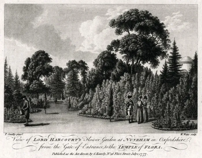 Framed Print : View of Lord Harcourts Flower Garden at Nuneham in Oxfordshire, 1777. Artist: William Watts Framed Print : View of Lord Harcourts Flower Garden at Nuneham in Oxfordshire, 1777. Artist: William Watts
