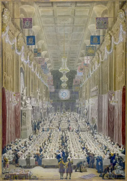 Framed Print : View of the Lord Mayors Dinner at the Guildhall, City of London, 1828 Framed Print : View of the Lord Mayors Dinner at the Guildhall, City of London, 1828