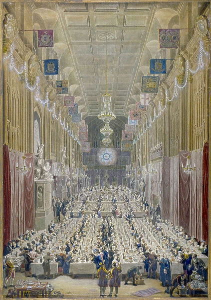 View of the Lord Mayors Dinner at the Guildhall, City of London, 1828