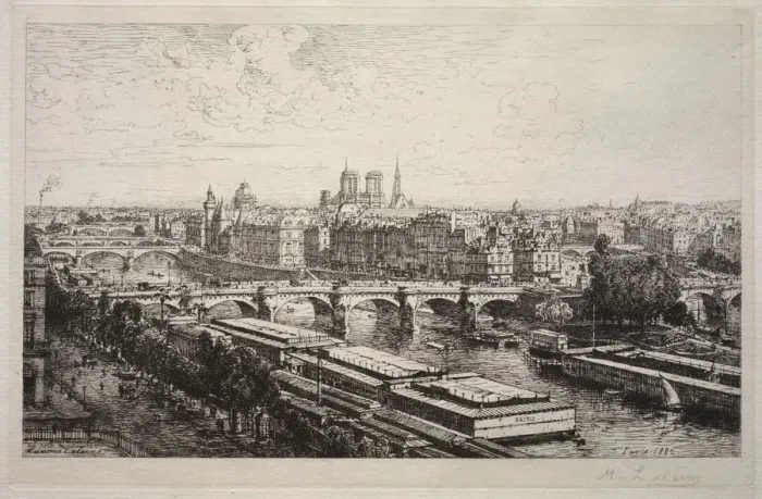 Framed Print : View from the Louvre, 1882. Creator: Maxime Lalanne (French, 1827-1886)