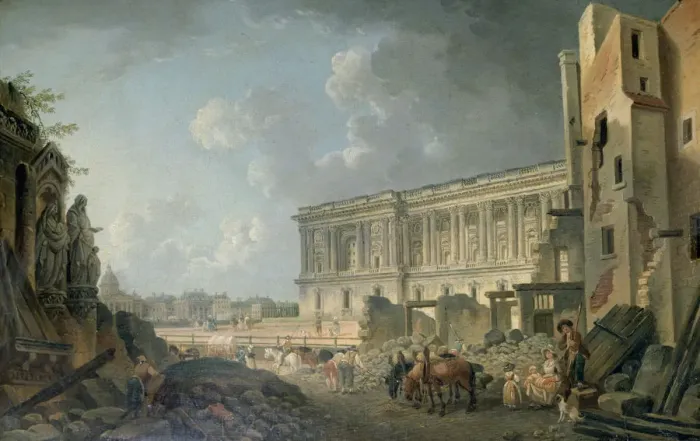 Framed Print : View of the Louvre, c1743-1807. Artist: Pierre Antoine de Machy Framed Print : View of the Louvre, c1743-1807. Artist: Pierre Antoine de Machy