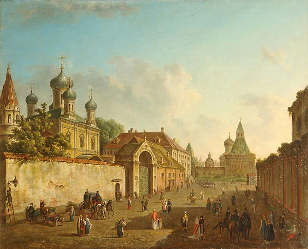 View from the Lubyanka Square to the Vladimir Gate in Moscow, 1800s. Artist: Alexeyev, Fyodor Yakovlevich (1753-1824)
