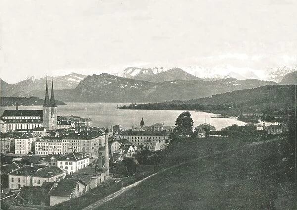 View of Lucerne and its mountains, Switzerland, 1895. Creator: W &s Ltd