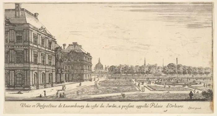 Framed Print : View of Luxembourg from the garden side of the Palais d Orleans, from Various views of Framed Print : View of Luxembourg from the garden side of the Palais d Orleans, from Various views of