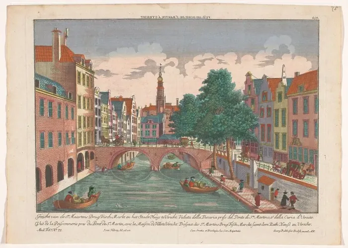 Framed Print : View of the Maartensbrug on the Oudegracht in Utrecht, 1742-1801. Creator: Anon Framed Print : View of the Maartensbrug on the Oudegracht in Utrecht, 1742-1801. Creator: Anon