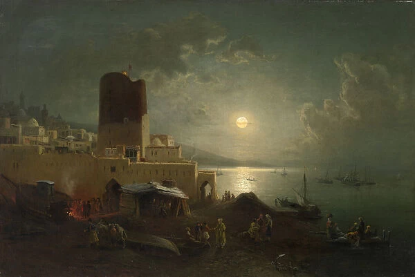 View of the Maiden Tower in Baku. Artist: Franken, Paul von (1818-1884)