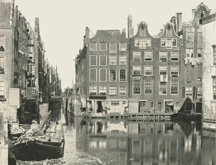 Framed Print : View of one of the main canals, Amsterdam, Netherlands, 1895. Creator: Unknown Framed Print : View of one of the main canals, Amsterdam, Netherlands, 1895. Creator: Unknown
