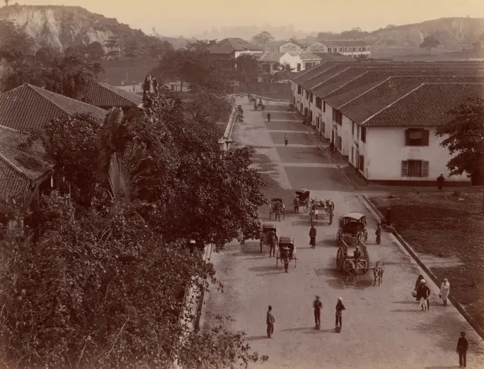 Framed Print : View of the Main Road, Singapore, 1860s-70s. Creator: Unknown