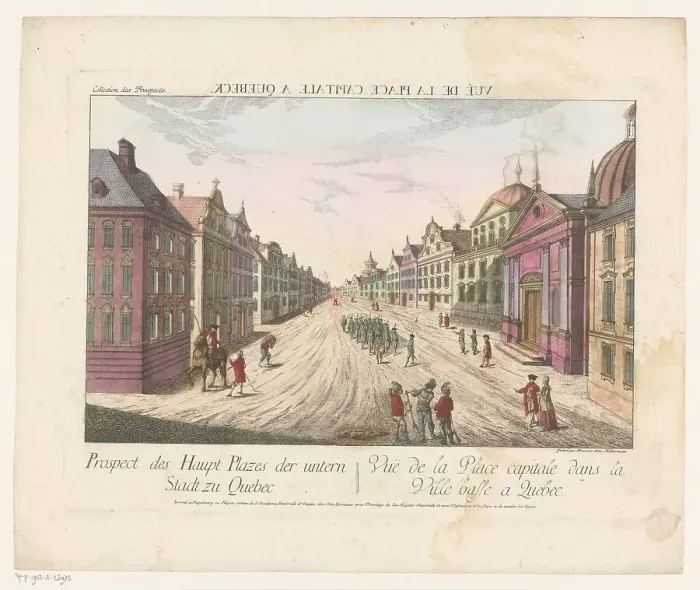 Framed Print : View of the main street in Québec, 1755-1779. Creator: Franz Xavier Habermann Framed Print : View of the main street in Québec, 1755-1779. Creator: Franz Xavier Habermann