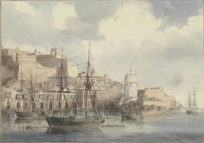 Framed Print : View at Malta, ca. 1849. Artist: Dyce, Charles Andrew (1816-1853) Framed Print : View at Malta, ca. 1849. Artist: Dyce, Charles Andrew (1816-1853)