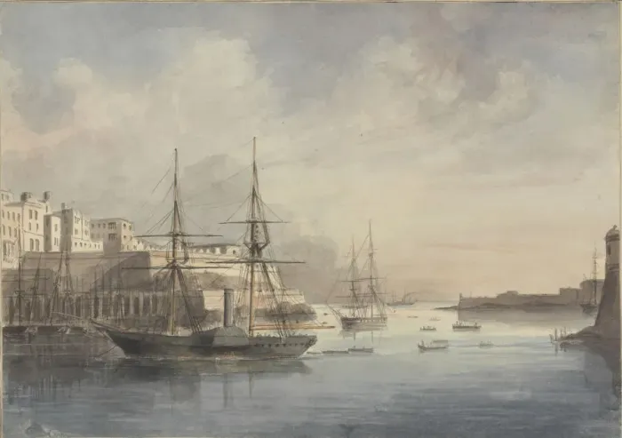 Framed Print : View at Malta, ca. 1849. Artist: Dyce, Charles Andrew (1816-1853) Framed Print : View at Malta, ca. 1849. Artist: Dyce, Charles Andrew (1816-1853)