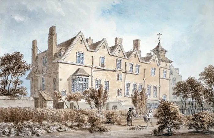 Framed Print : Back view of the Manor House on St Marylebone High Street, London, c1802 Framed Print : Back view of the Manor House on St Marylebone High Street, London, c1802