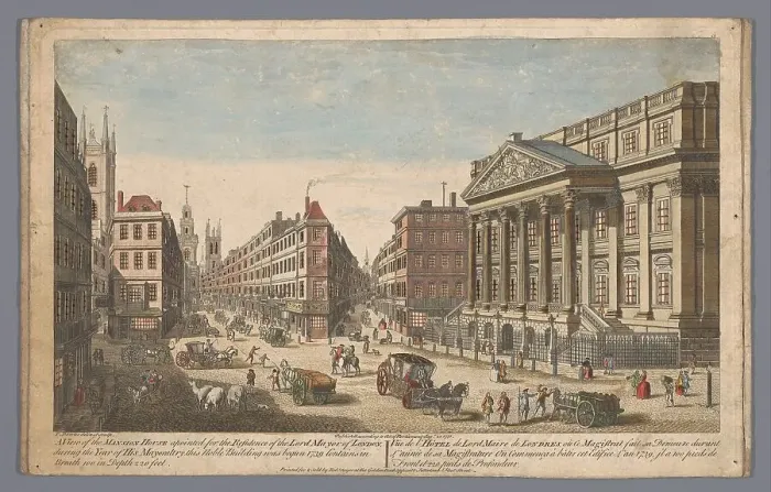 Framed Print : View of the Mansion House in London, 1751. Creator: Thomas Bowles Framed Print : View of the Mansion House in London, 1751. Creator: Thomas Bowles