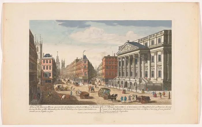 Framed Print : View of the Mansion House in London, 1751. Creator: Thomas Bowles Framed Print : View of the Mansion House in London, 1751. Creator: Thomas Bowles